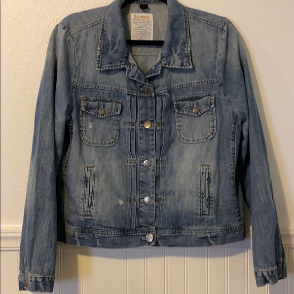 J. Crew Jackets & Blazers - J CREW Distressed Denim Jean Jacket XL